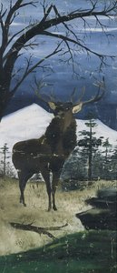 Stag in Winter Landscape by Unidentified