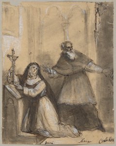 A Nun and a Monk in a Chapel