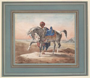 Arab Standing by a Horse