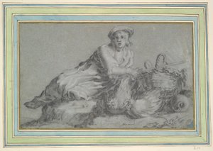 Boy with Two Hens and a Basket by Unknown