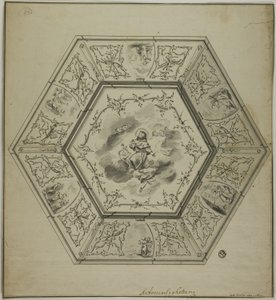 Ceiling Design with Saint Anthony of Padua Surrounded by Episodes from his Life and Symbols of Martyrdom of the Apostles