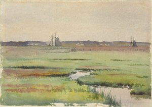 Marsh Landscape with Boats