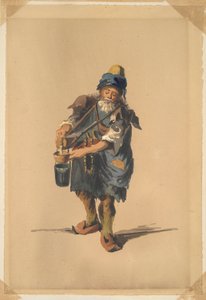 Peasant Pouring Liquid from a Canteen around His Neck