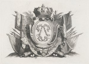 Royal Crest with Crown and Flags and Interlaced by Unknown