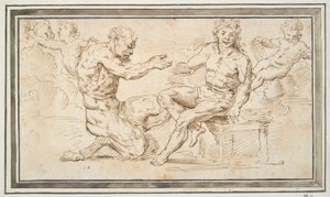 Satyr and Young Man Seated with Putti by Unknown