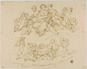 The Three Muses (Urania, Terpsichore, and Thalia) with Putti by Unknown