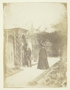 Unidentified Woman and Two Men Standing Outdoors by Unknown