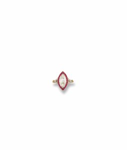 A Belle Epoque diamond and ruby ring, c.1893