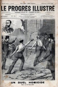 A homicide duel - On 1 March 1895, a duel with the spear between two members of the Committee of French Africa, who were previously good comrades, Alfred Le Chatelier and Hippolyte Percher, alias Harry Alis by Unknown artist