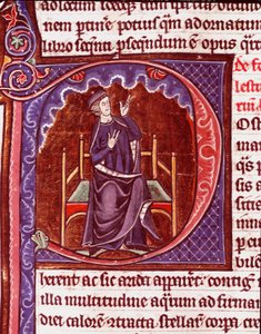 A monk doing the accounts. Miniature from the manuscript 