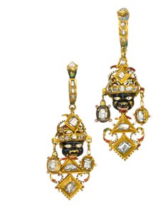 A pair of Renaissance revival ear pendants, c.1870