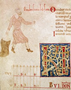 A Peasant Sowing, Month of October by Unknown artist