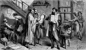A printing shop in the 15th century by Unknown artist