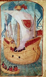 A Ship with Sail Decorated with the Coat of Arms of Louis Malet