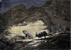 A Shipwreck Uses a Light Hanging on the Head of an Ox to Deceive Ships by Unknown artist