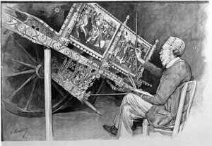 A traditional Sicilian tank painter. 19th century engraving