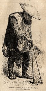 A Walking Rag Picker, Using Long Chopsticks He Grabs the Rags He Stores in His Basket Before Selling Them to a Wholesaler. Engraving to Illustrate the Journey to Japan, by Aime Humbert, Minister of the Swiss Confederation, 1863-1864, Published in 