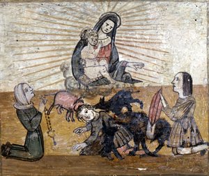 A Young Boy Attacked by a Group of Wild Boars. Ex Voto of the 16th Century of the Sanctuary of the Madonna del Monte near Cesena