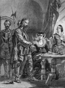 Abdication of Mary I Stuart (1542-1587), Queen of Scotland and France (1559-1560). Engraving from 1861. by Unknown artist