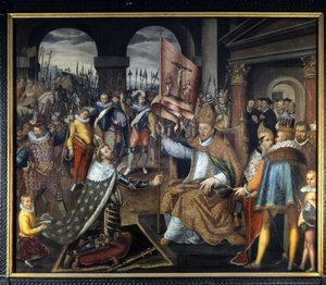 Abjuration of Henry IV (1553 - 1610) in 1572 - anonymous painting of the 16th century, Cathedral of Tournai by Unknown artist