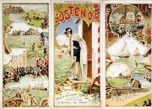 Advertising of the Railway of the North: Ostend, 5 Hours from Paris, Late 19th Century