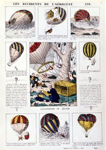 Aerostats Accidents. 19th Century Illustrated Chart by Unknown artist