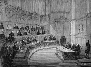Alexandre Volta read before the academy of sciences his thesis on the pile in the presence of the first Consul Bonaparte on November 18