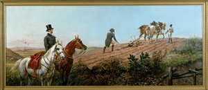 Allegory depicting Napoleon plowing under the supervision of his black servant in St. Helena by Unknown artist