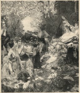 Amaterasu, goddess of the Sun - engraving by Paul Francois Quinsac - Engraving of 1899 by Unknown artist