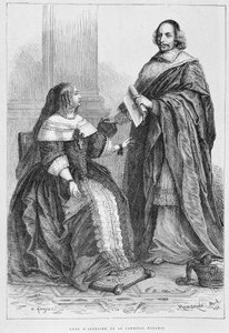 Anne of Austria and Cardinal Jules Mazarin - Engraving in Histoire de France from the Most Remote Times Until 1789 by M. Guizot