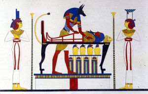 Anubis and a mummy - in Monuments of Egypt and Upper Nubia by Ippolito Rosellini by Unknown artist