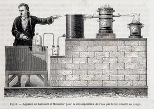 Apparatus of Antoine Laurent de Lavoisier and Meusnier for the decomposition of water by iron heated to red - in 
