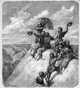 Ascension of the Illimani (6,439 m) by Charles Wiener and his companions - engraving in 