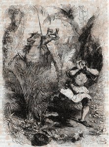 Astolphe Makes Caligorant Flee - 1851 Engraving from 