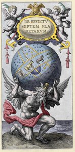 Atlas carrying the world. Engraving from the beginning of the 17th century. by Unknown artist