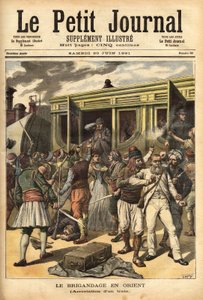 Attacking a train by robbers near Cherkessklui, engraving in 