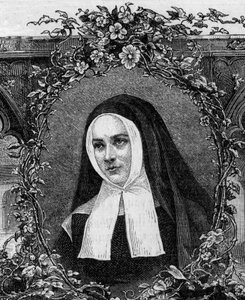 Bernadette Soubirous in religious dress. Engraved from 1877