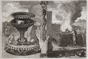 Bible of Royaumont, Old Testament: Altar of Perfumes. The figure of the two altars, the one of the perfumes, and the one of the burnt offerings. Illustration from 1811. by Unknown artist