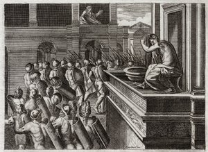 Bible of Royaumont, Old Testament: Crime of David. David Desires Bathsheba and Kills Her Husband Uriah. Illustration from 1811
