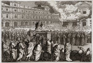 Bible of Royaumont, Old Testament: Dedication of the Temple. Solomon brings all his people together to celebrate with more solemnity the dedication of his Temple. Illustration from 1811. by Unknown artist