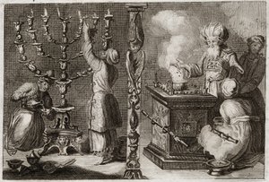 Bible of Royaumont, Old Testament: Golden Candlestick with Seven Branches in the Tabernacle. Illustration from 1811 by Unknown artist