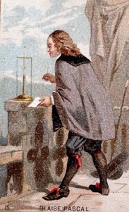 Blaise Pascal (1623 - 1662) before a barometer by Unknown artist
