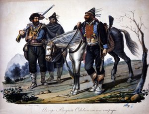 Brigandage in Calabria, Italy, engraving of the 19th century