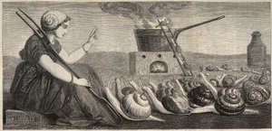 Burgundy snail - engraving 19th century by Unknown artist