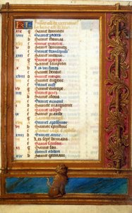 Calendar of the month of July with the sign of the Lion - Miniature of the Middle Ages by Unknown artist