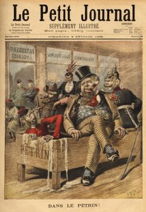Cartoon on England: French and Russian, at the entrance of an English pastry shop, laughing at English, in the Petrin, with its German ally, because English accumulates diplomatic problems, since the Venezuelan affair, which marks the diplomatic break betw