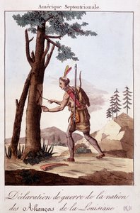 Ceremony of the declaration of war among the Akancas Indians of Louisiana - engraving
