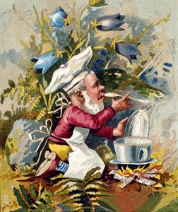 Character of the dwarf or farfadet cook. 19th century chromolithography