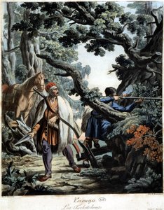 Chechens ambushed in a Caucasus forest, early 19th century by Unknown artist