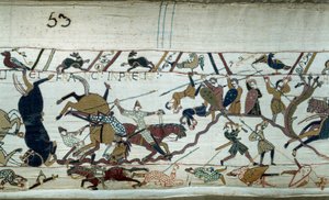 Conquest of England by William the Conqueror: The Battle of Hastings (detail of Bayeux Tapestry)